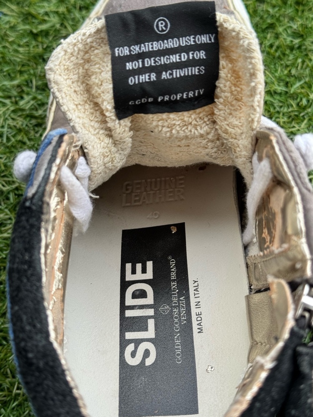 Golden Goose slide high top sneakers, designer Lavagna Suede, zip - Picture 4 of 5